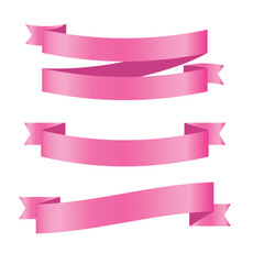 Pink shiny ribbon vector banners set of ribbon label pink bow curly ribbon wavy wavy ribbon