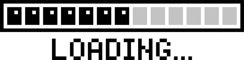 retro game 8bit pixel art loading process progress counter bar computer battery download, flat png transparent element design