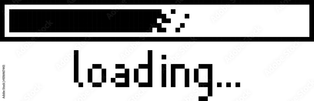 Fototapete retro game 8bit pixel art loading process progress counter bar computer battery download, flat png t