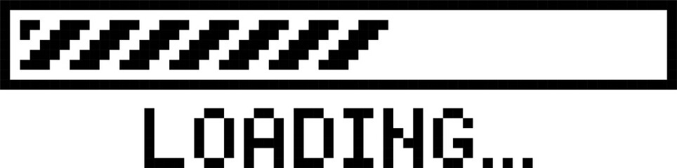 retro game 8bit pixel art loading process progress counter bar computer battery download, flat png transparent element design