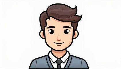 Simple cartoon graphic avatar, young male face