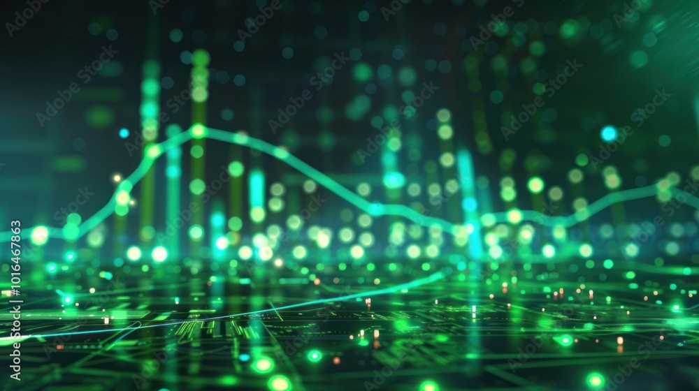 Poster futuristic digital charts and graphs electronics lighting hardware.
