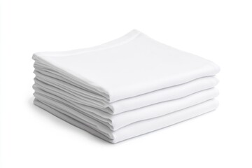 A stack of folded white towels on a clean surface, great for interior design, bathroom or spa settings.