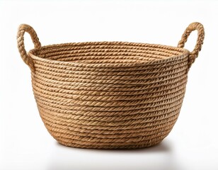 Obraz premium Tall jute basket isolated on white. file on transparent background