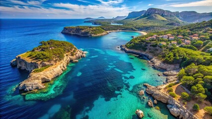 Aerial view of a fermentor on the coast of Mallorca, Balearic Islands