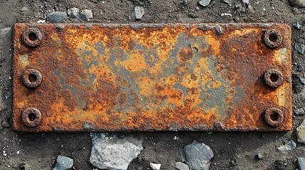 Top view of a heavily rusted iron plate 