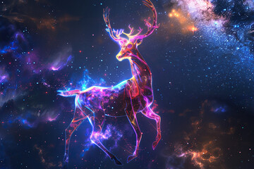 Naklejka premium Astrological composition with concept of Deer zodiac sign symbol