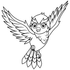 Cartoon owl flying line art
