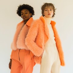 two children in winter clothing, Fashion design
