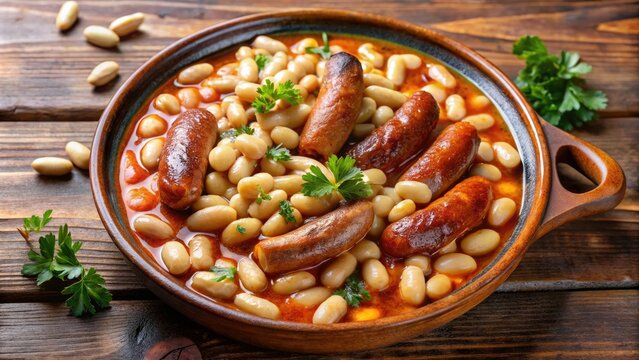 a savory blend of fried white beans and succulent sausage, creating a mouthwatering dish that celebrates regional flavors.