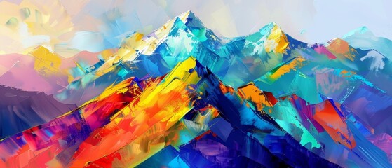 Colorful Abstract Mountain Landscape Artwork