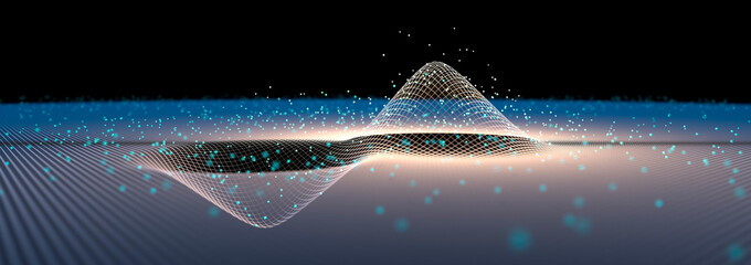Waves in a digital grid with particles - atomic energy model	