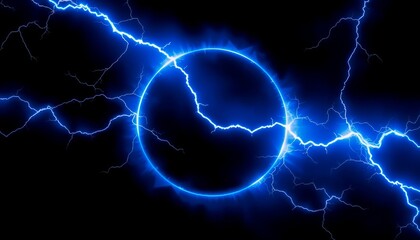 Naklejka premium Electric Blue Lightning in a Dark Background