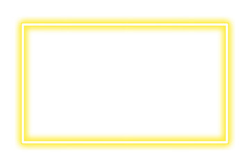 Rectangle Neon yellow frame isolated on transparent background. 