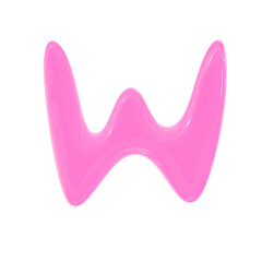 W letter cute 3d jelly pink alphabet illustration