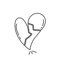 hand drawn broken heart icon