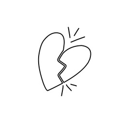 hand drawn broken heart icon