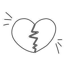 hand drawn broken heart icon