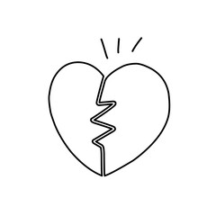 hand drawn broken heart icon