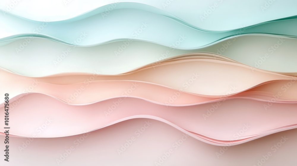 Poster a delicate arrangement of pastel-colored waves creates a visually engaging abstract pattern, emphasi