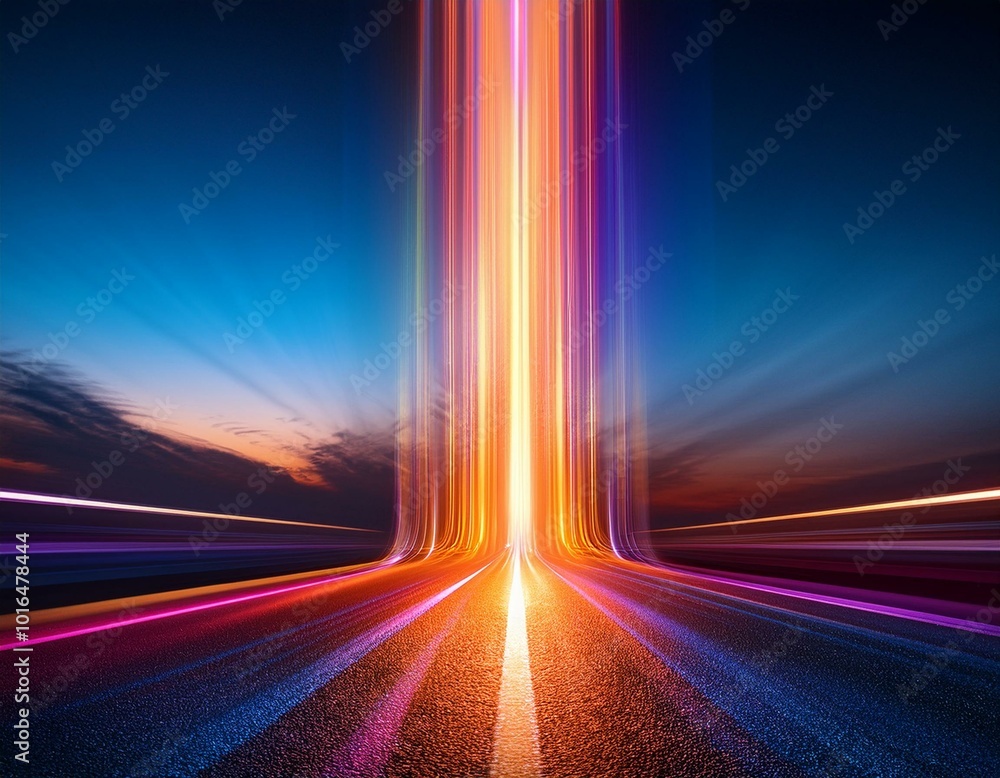 Poster a dynamic and mesmerizing light moving in a vertical straight line against a captivating background.