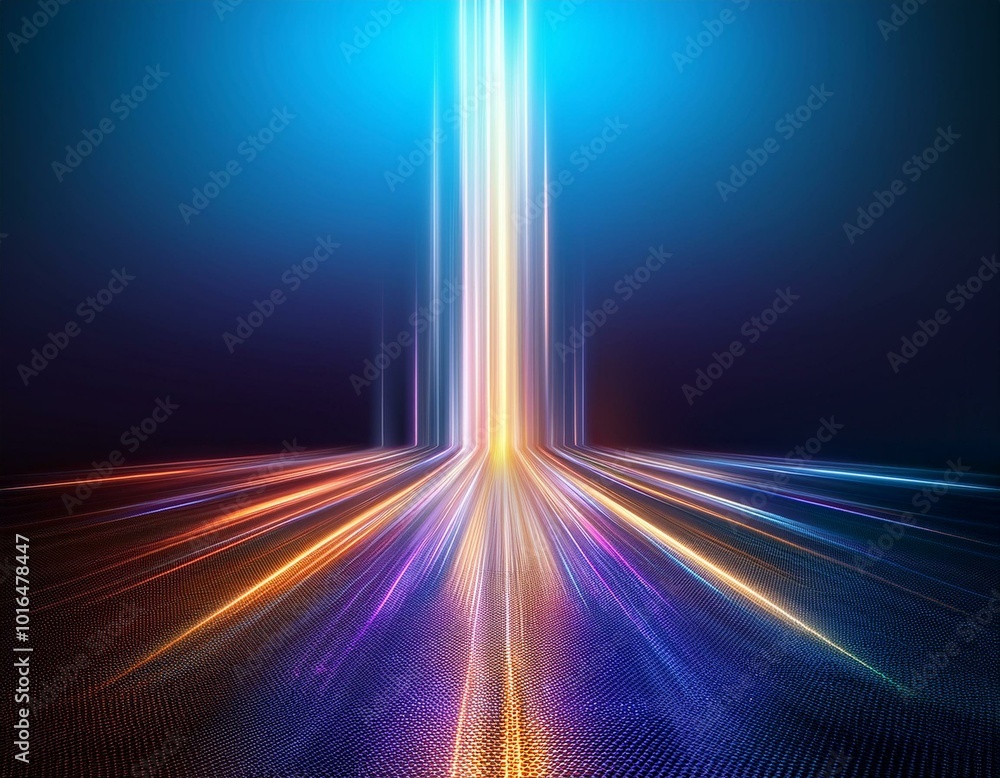 Poster a dynamic and mesmerizing light moving in a vertical straight line against a captivating background.
