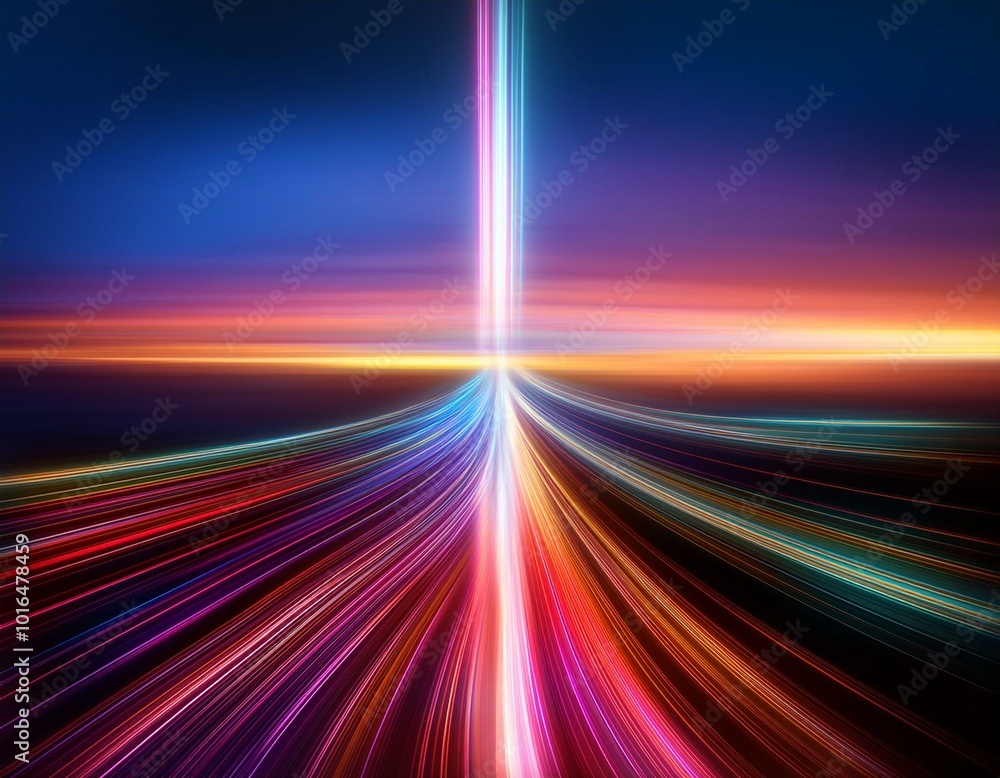 Poster a dynamic and mesmerizing light moving in a vertical straight line against a captivating background.