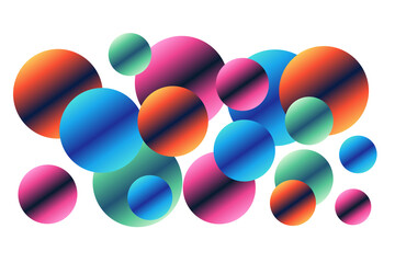 Colourful gradient bubbles, circles isolated on transparent background. 