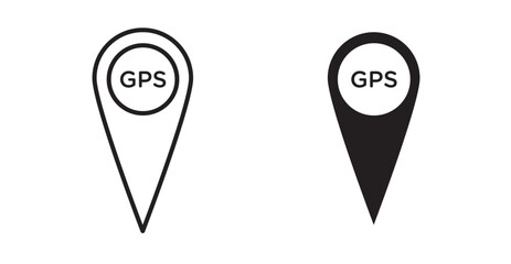 Gps icons. Vector set in filled and line style.