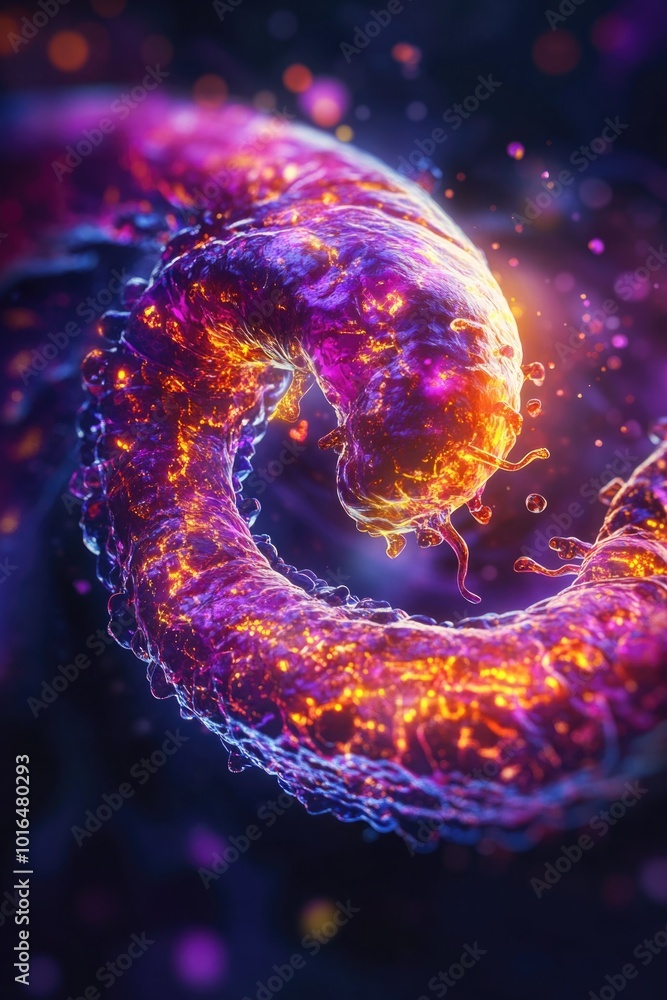 Poster close-up shot of a spiral shaped object, often used in scientific or technological context.
