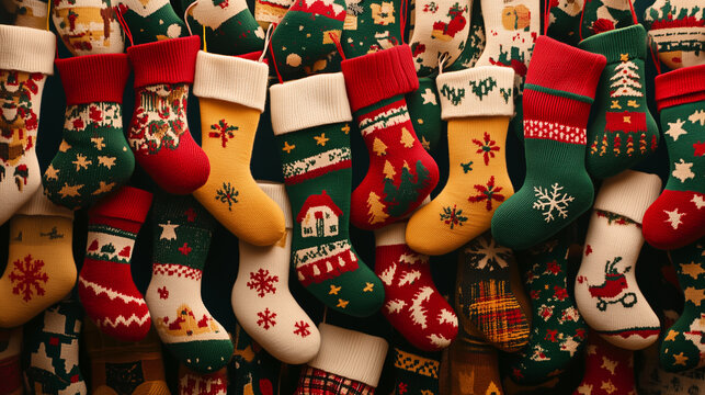 クリスマスデザインの靴下背景素材