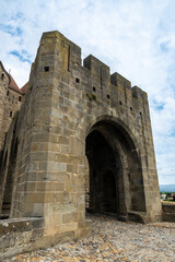 Walled medieval fortress of Cite de Carcassonne, Occitania, France