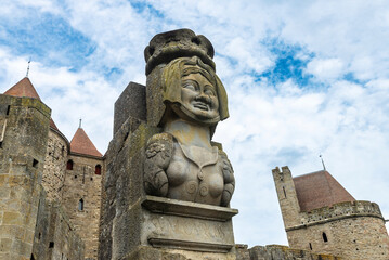 Fototapeta premium Walled medieval fortress of Cite de Carcassonne, Occitania, France