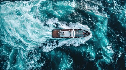 Hydro-Powered Ship Navigating Turbulent Seas,Blending Renewable Energy and Nature's Force