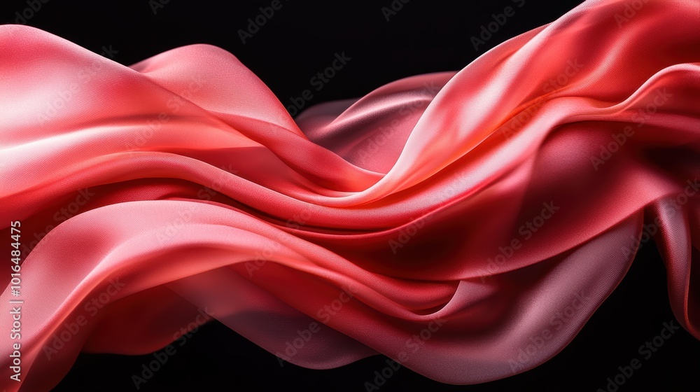 Poster this abstract image showcases smooth pink waves forming a dynamic pattern, evoking a sense of moveme