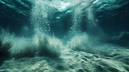 Powerful Underwater Current Flowing and Sweeping Along the Ocean Floor