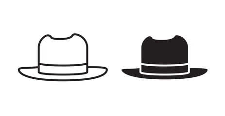 Hat icons. Vector set in filled and line style.