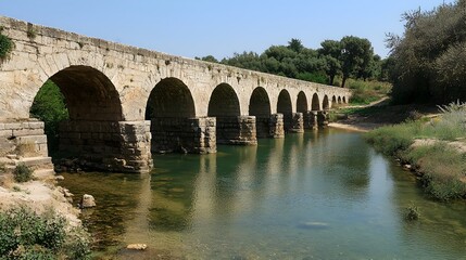 Fototapeta premium Engineering of Harnessing Ancient Aqueduct's Powerful Water Flow