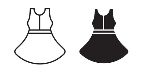 Dress icons. Vector set in filled and line style.