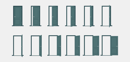Open door sequence vector icon