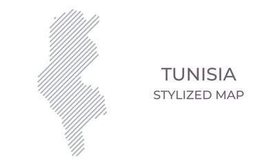 Stylized linear map of Tunisia in minimalistic style. Vector illustration of the map of the country.
