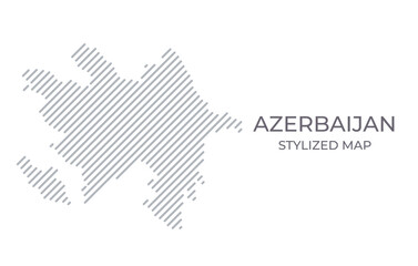 Stylized linear map of Azerbaijan in minimalistic style. Vector illustration of the map of the country.