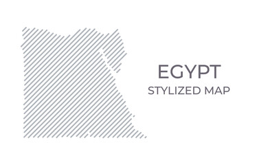 Stylized linear map of Egypt in minimalistic style. Vector illustration of the map of the country.