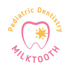Dentistry clinic Logo Design Vector.  Flat style isolated on white background. Abstract milktooth Logo Concept Template. EPS10