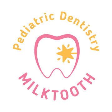 Dentistry clinic Logo Design Vector.  Flat style isolated on white background. Abstract milktooth Logo Concept Template. EPS10