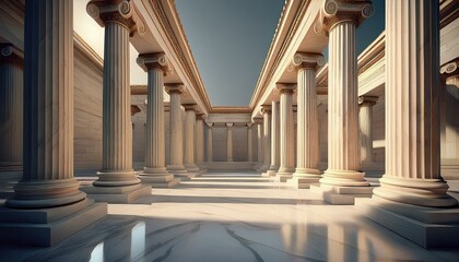 Obraz premium marble columns of academy of athens Created with Generative AI technology.