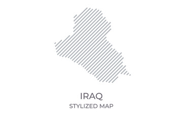 Stylized linear map of Iraq in minimalistic style. Vector illustration of the map of the country.