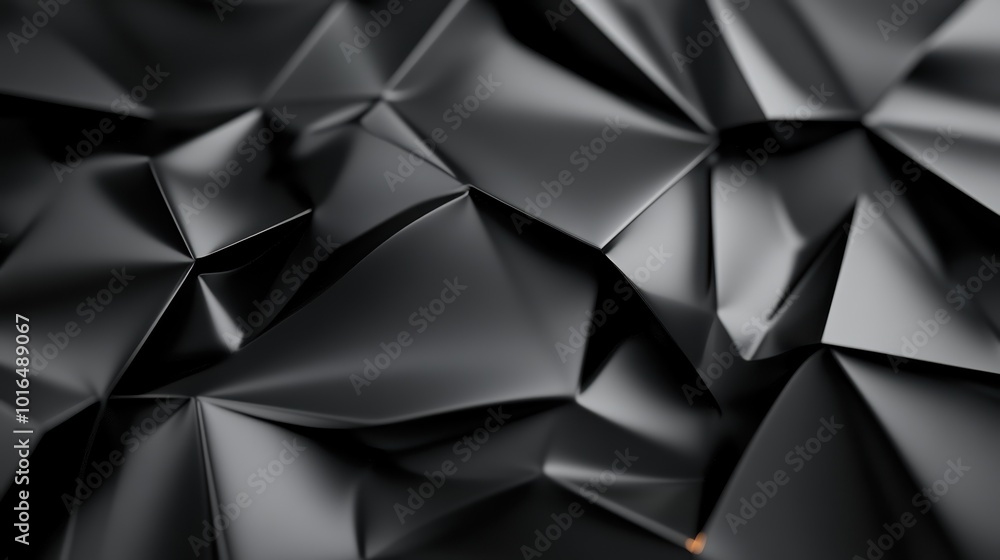 Poster this image features abstract geometric black shapes forming a modern art style pattern, capturing th