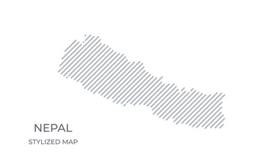 Stylized linear map of Nepal in minimalistic style. Vector illustration of the map of the country.