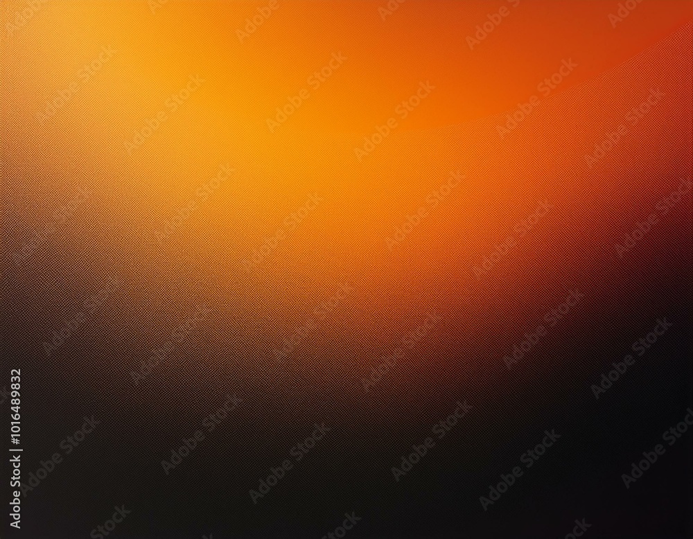 Poster orange and black abstract background with a grainy texture, featuring smooth gradients and light lea